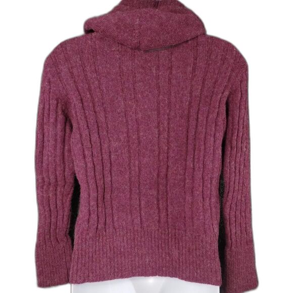 Alpaca Sweater Size S Plum Long Sleeve Hoodie Henley Old Money Classic Preppy - Picture 10 of 12
